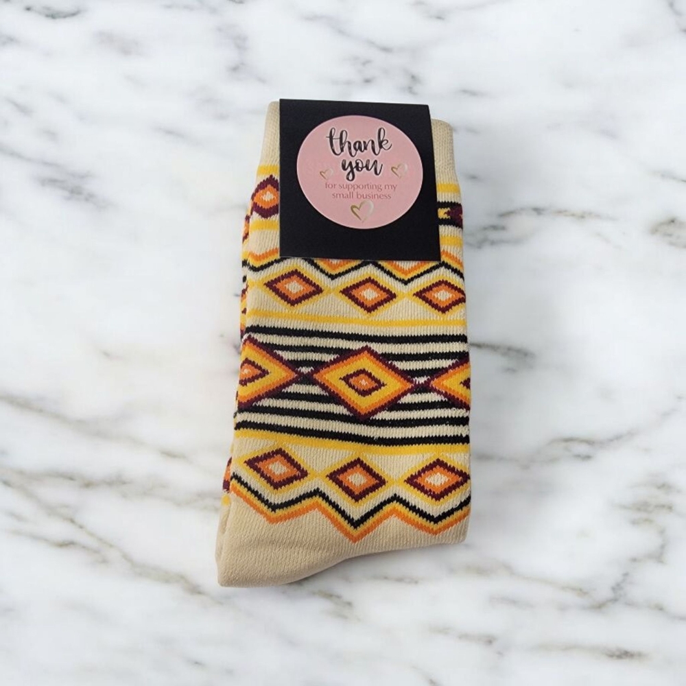 Geometric Patterned Tan Socks